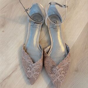 Adrianna Papell Lace Ankle-Strap Flats - Blush
